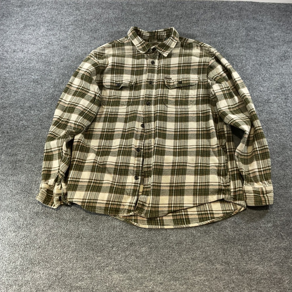 Orvis Classic Collection Mens Large Green Plaid Flannel Button Down Shirt